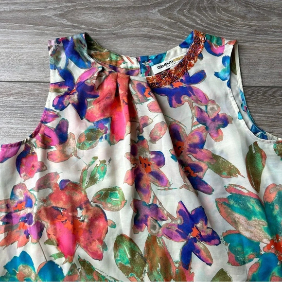 Clements Ribeiro  Floral Print Beaded Tank Top - Picture 5 of 16